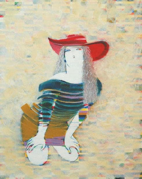 油絵 絵 絵画 インテリア 額付(黒) F6-050213 人物 女性像