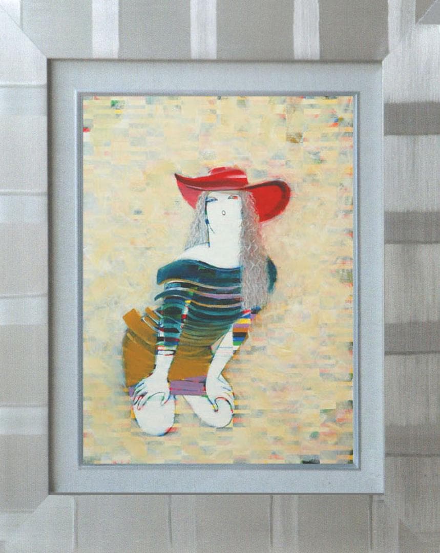 油絵 絵 絵画 インテリア 額付(黒) F6-050213 人物 女性像