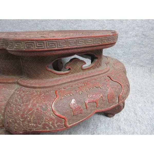 堆朱平卓唐人風景図 [B28180]