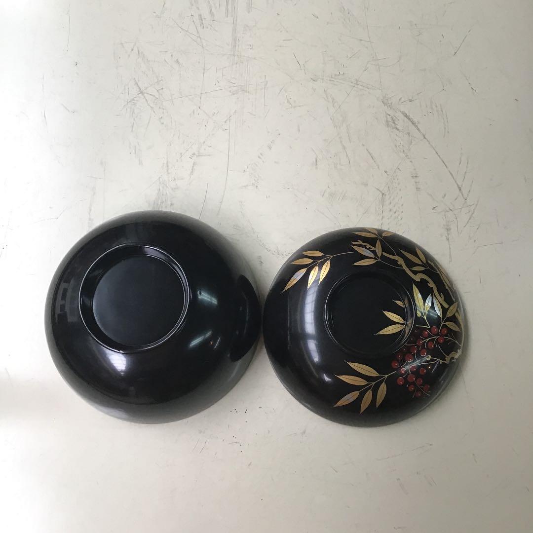 木製漆　南天　汁椀