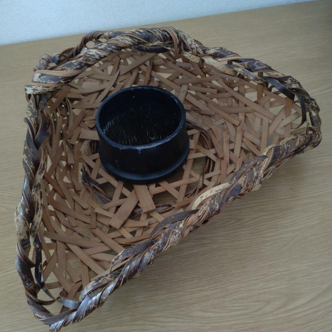 【希少価値！】虎斑竹の花籠 生花用　置物 専用の花瓶剣山付き 専用箱なし