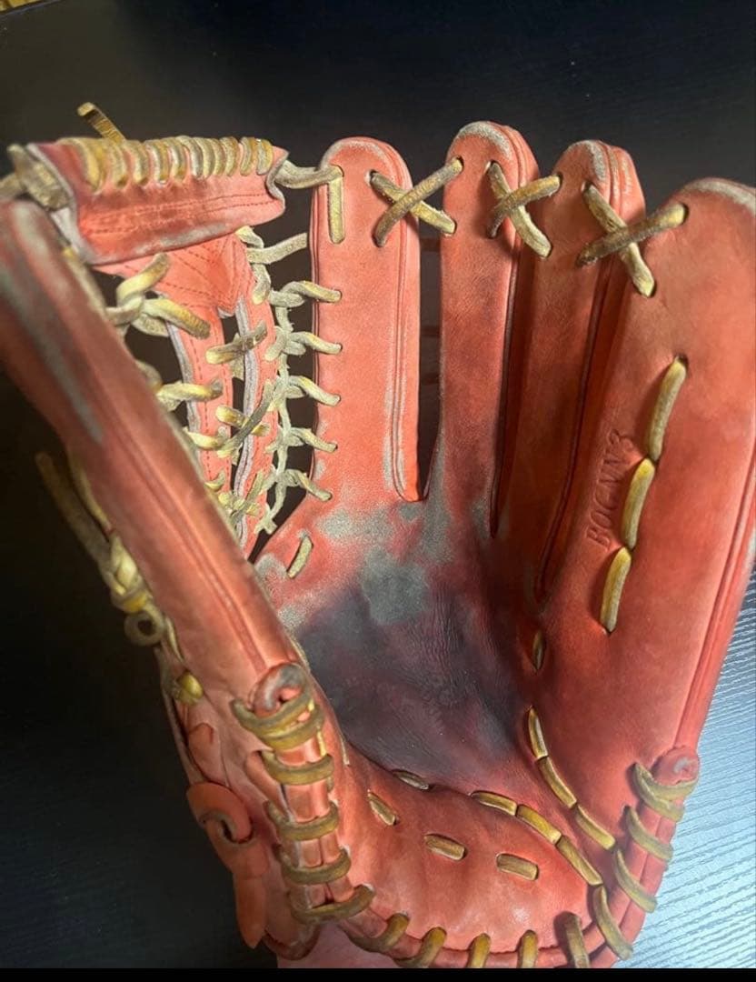 硬式用 野球グローブ 外野用 アシックス 即戦力軟式でも◎ 型いいです！小指2本