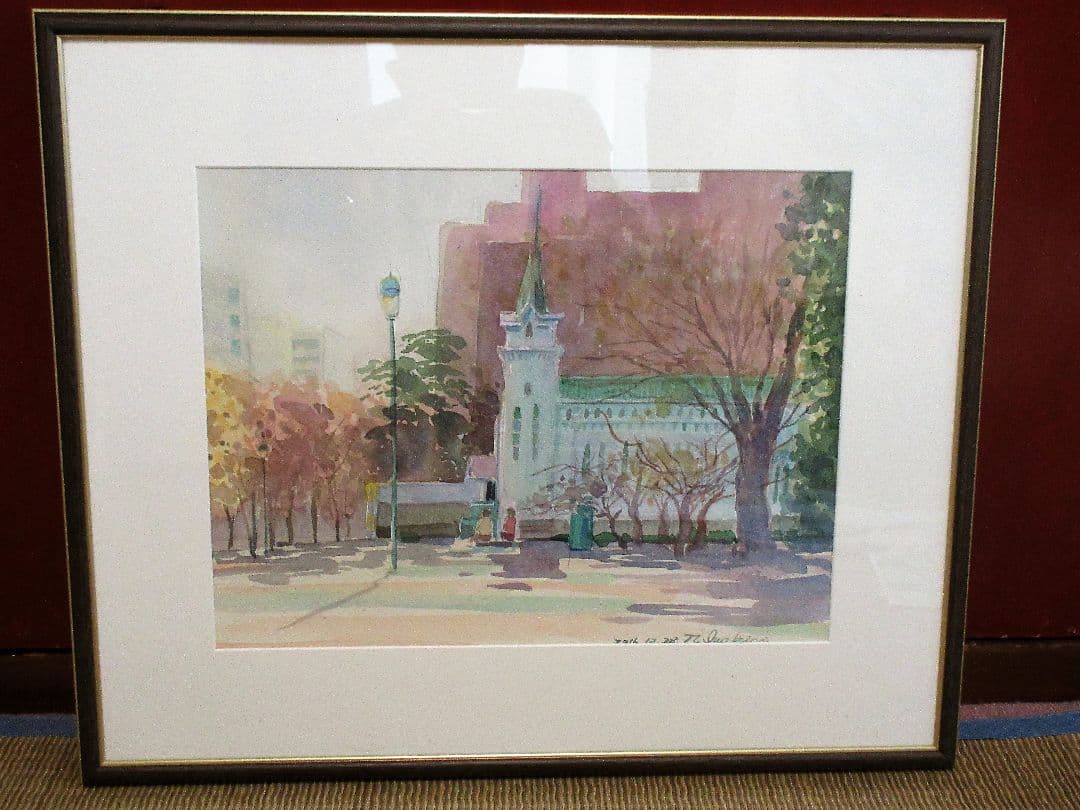 水彩画「海岸通り教会」