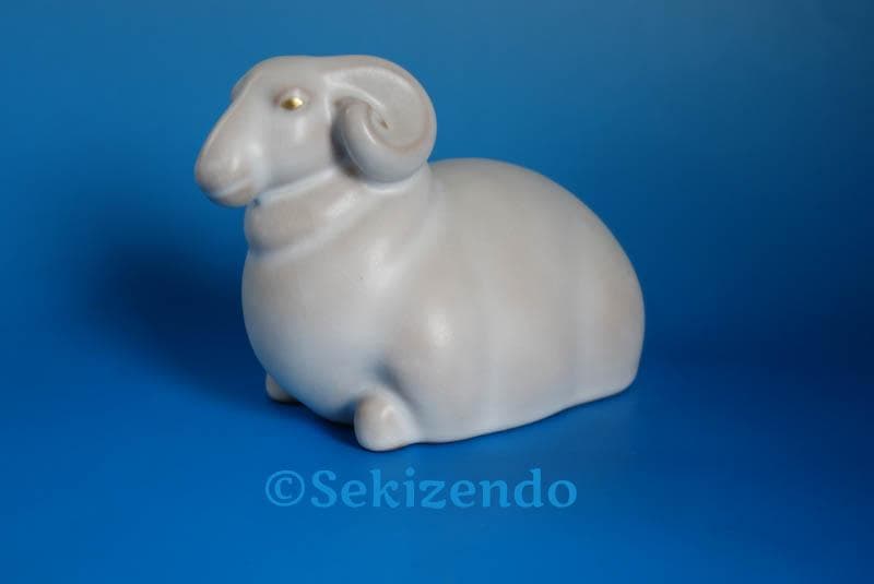 京焼　清水焼　楠部彌弌　フィギュリン 未 羊　置物 共箱 文部大臣賞受賞２５４６