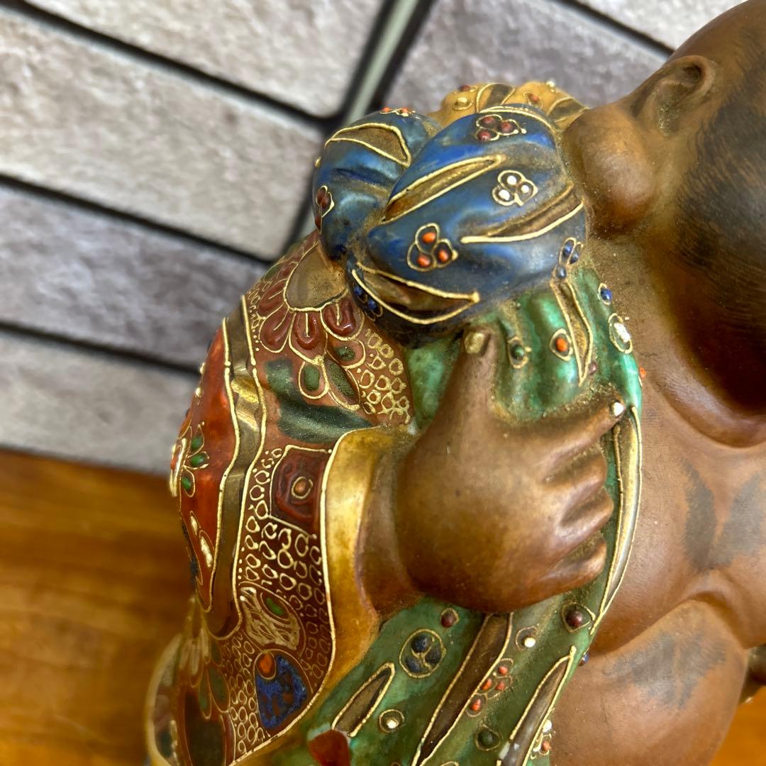 九谷焼 布袋尊 金彩 色絵 布袋像 陶器製 骨董品　七福神 仏像