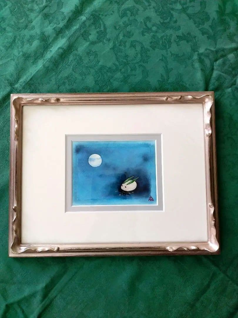 日本画「雪うさぎ」 川崎麻児