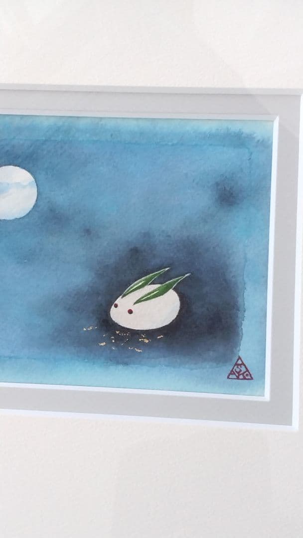 日本画「雪うさぎ」 川崎麻児