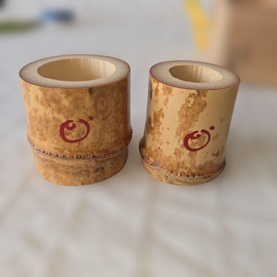 竹蓋置 一双 高野 宗陵作 共箱つき