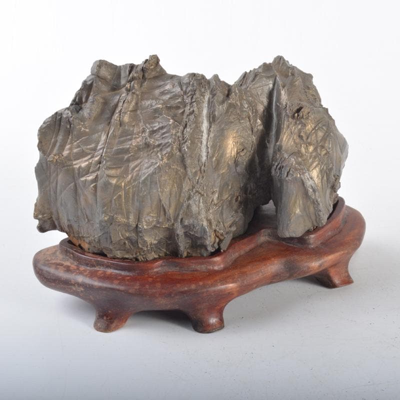 天然石　鑑賞石　太湖石　霊壁石　置物　唐木台付　C　4243