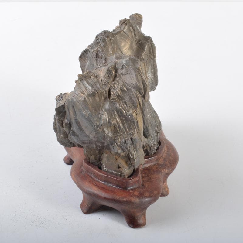 天然石　鑑賞石　太湖石　霊壁石　置物　唐木台付　C　4243