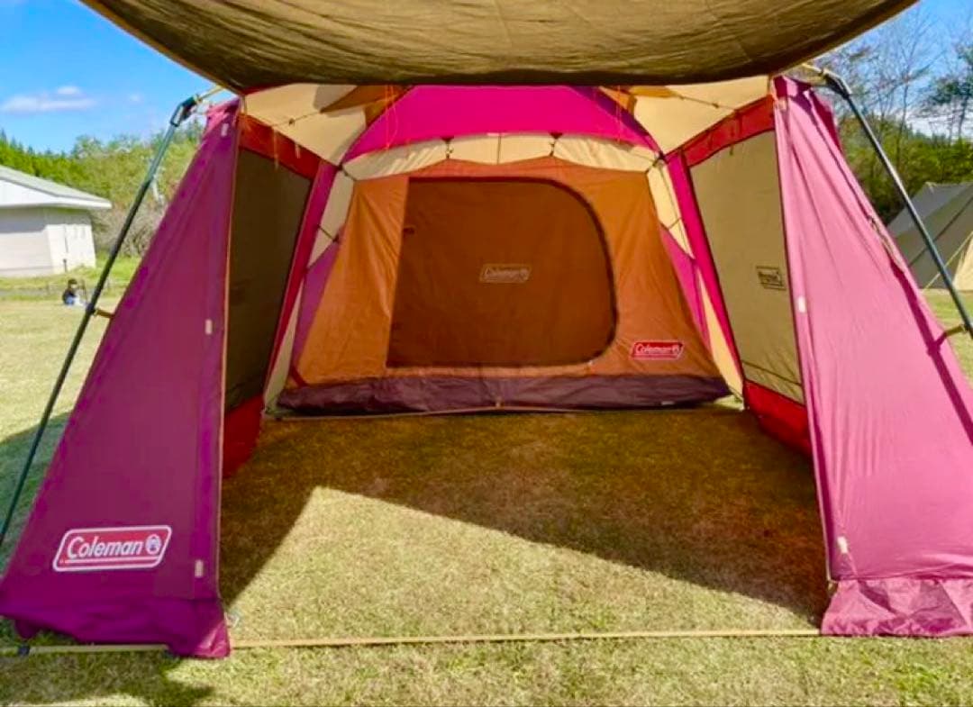 【極美品】コールマン テント ラウンドスクリーン2ルームハウスバーガンディ
