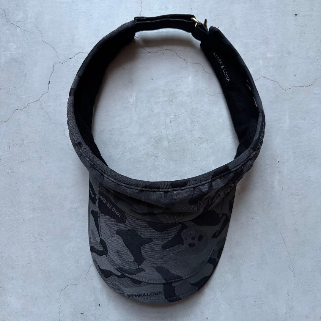 MARK&LONA マークアンドロナ サンバイザー スカル迷彩総柄 ロゴ ゴルフ