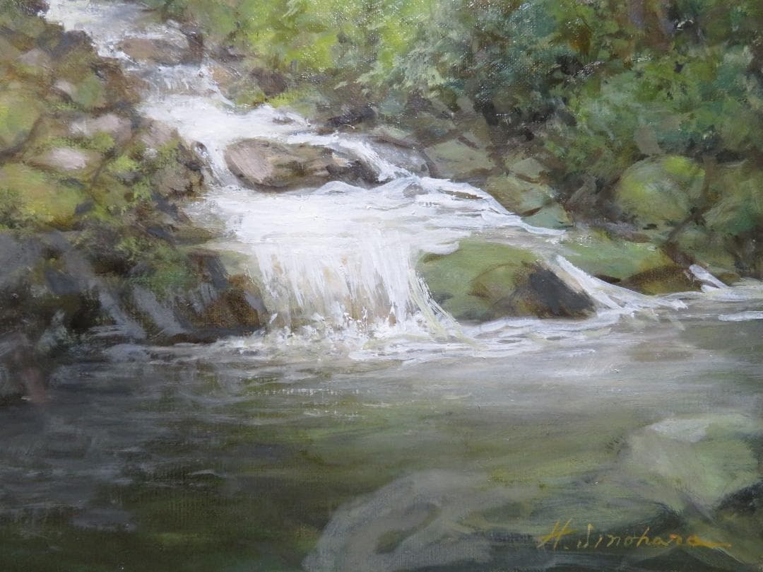 ◆  初夏の渓谷（仮題）　「H.Shimohira」　油彩　F10号   ◆