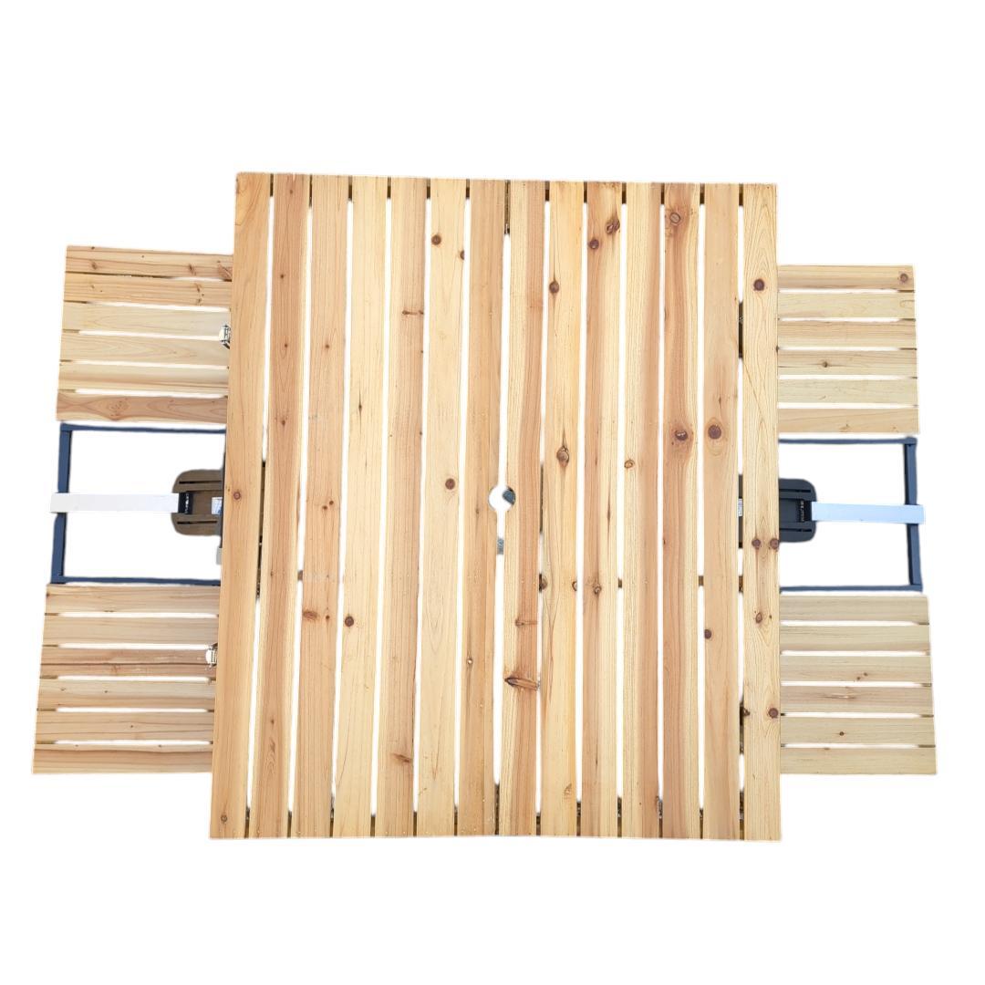 ウッドテーブル 椅子 一体型 テーブルセット 折りたたみ式 キャンプ 椅子4脚付