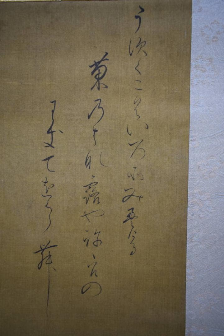 真作/狩野元仙/古画/菊画詞/布袋屋掛軸HF-239