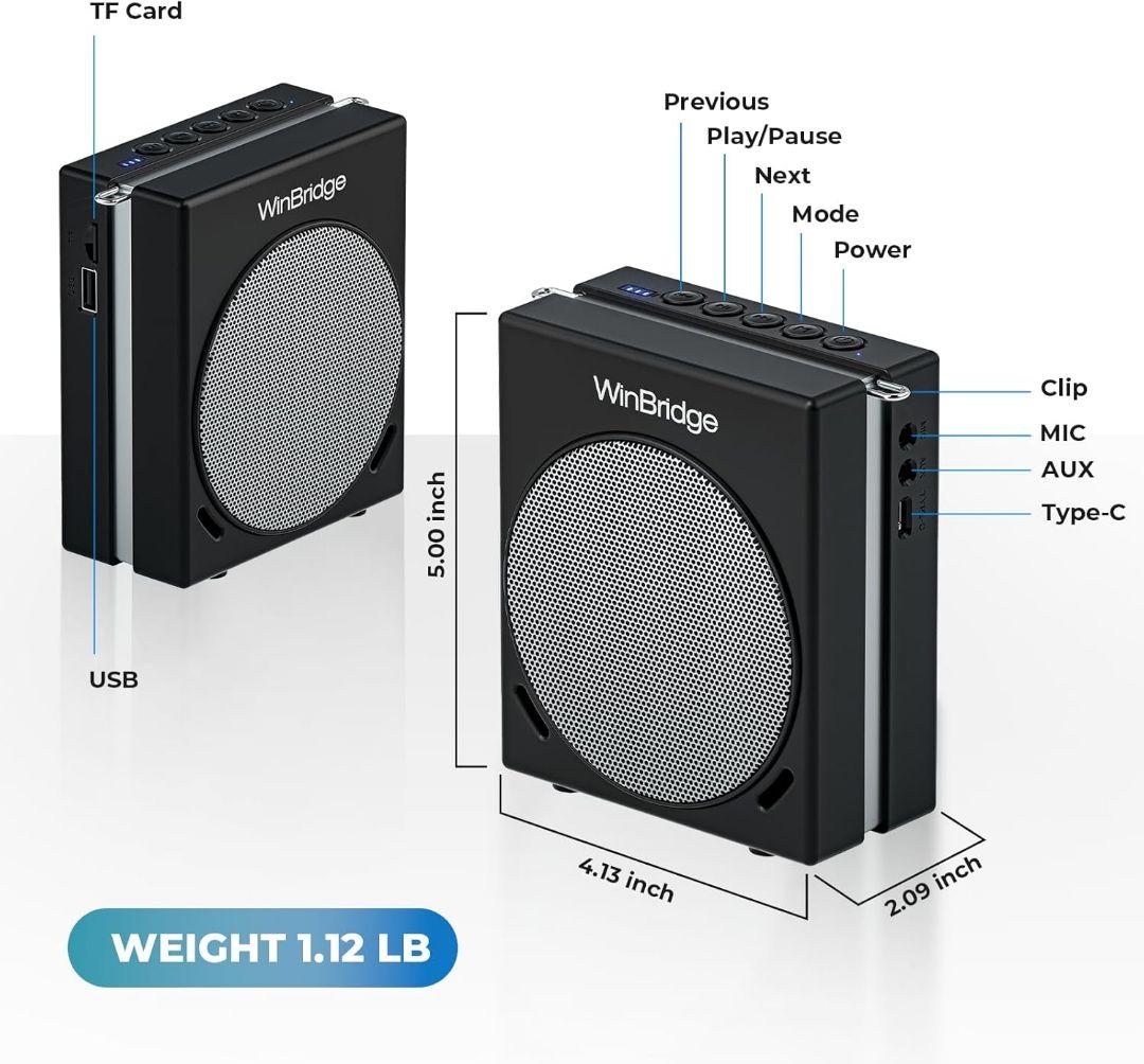 デュアルマイク搭載 ノイズ軽減 ポータブル拡声器 スピーカー ハンドマイク