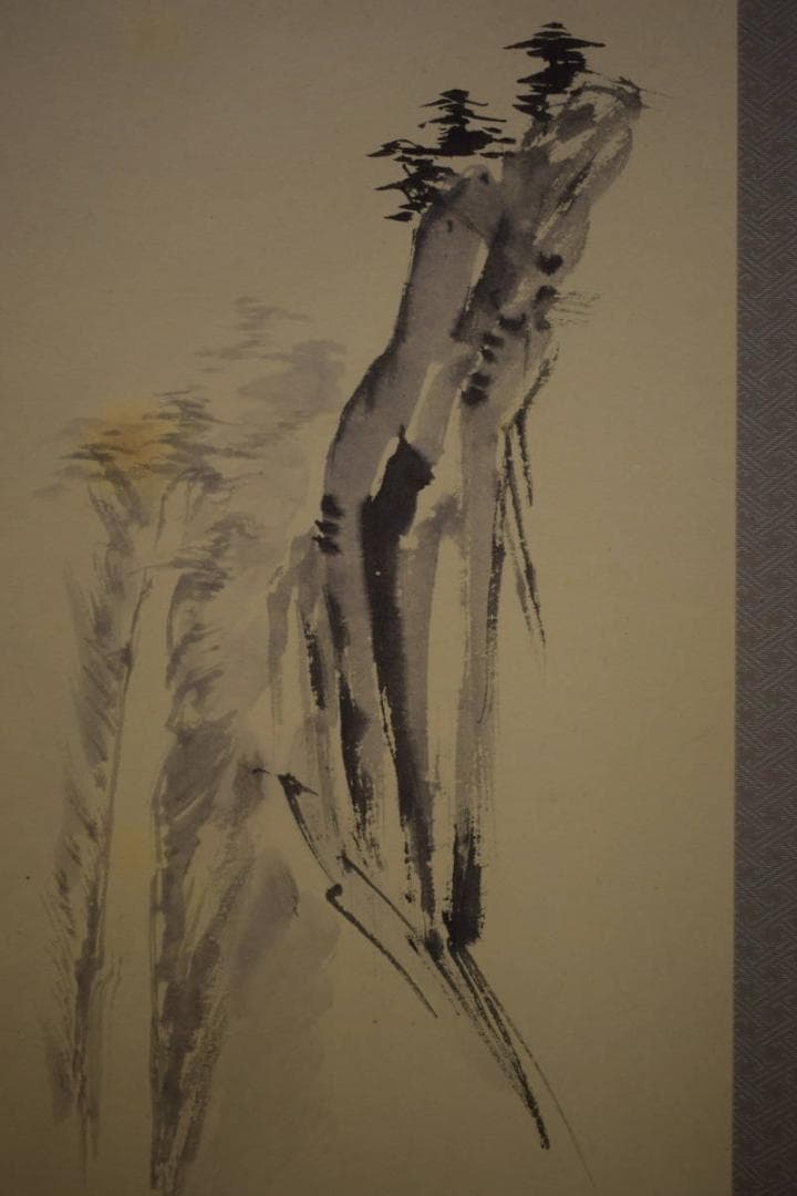 真作/萩原稲栄/楼閣山水図/塔山水図/桐共箱付/布袋屋掛軸HI-604