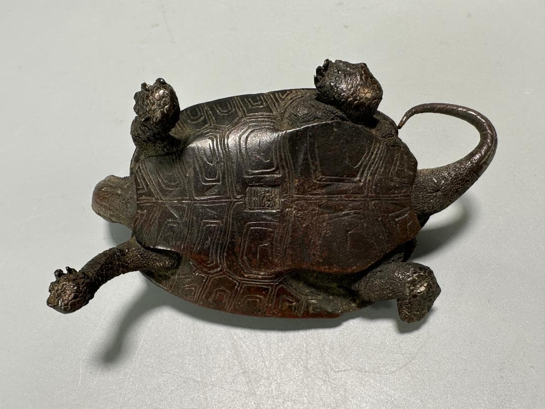 銅製　亀　置物　文鎮　在銘有