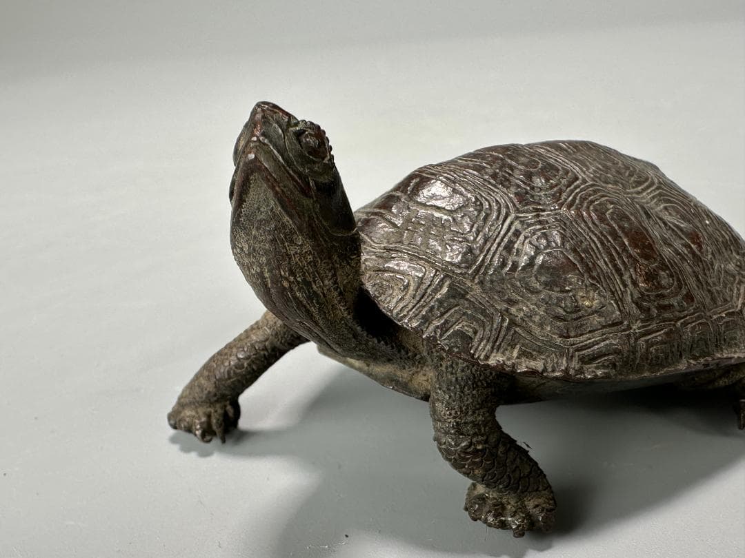 銅製　亀　置物　文鎮　在銘有