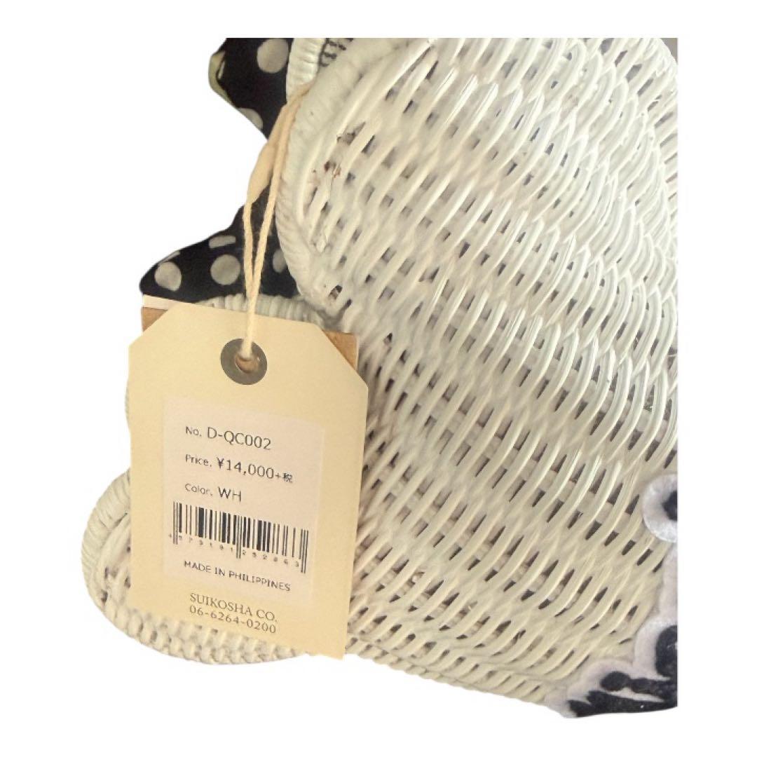 ミニーちゃんのカゴ製ショルダーバッグ 【可愛いいリボン付き黒色は珍しい】