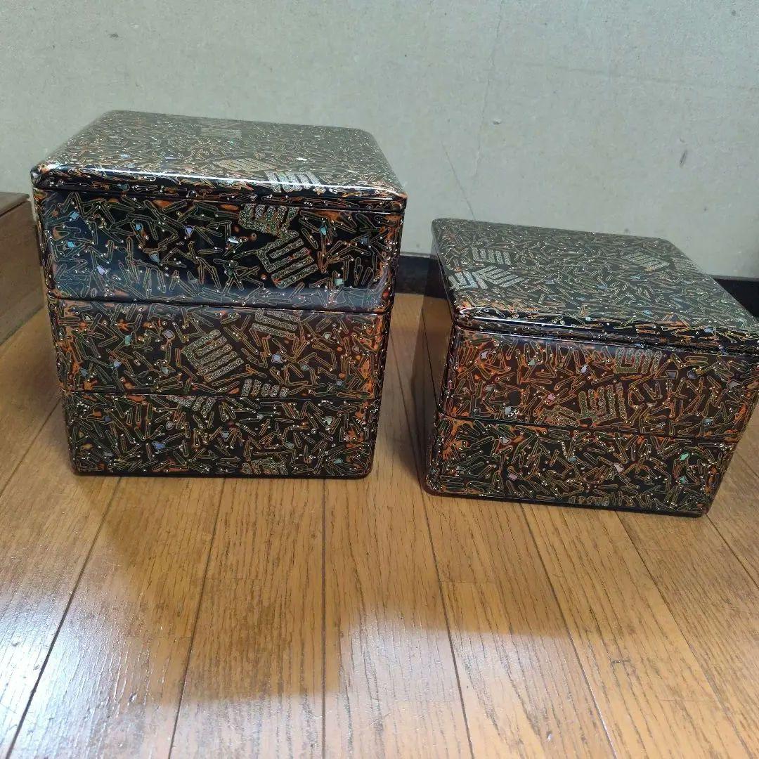 古代若狭塗　重箱5段蓋2枚台付き