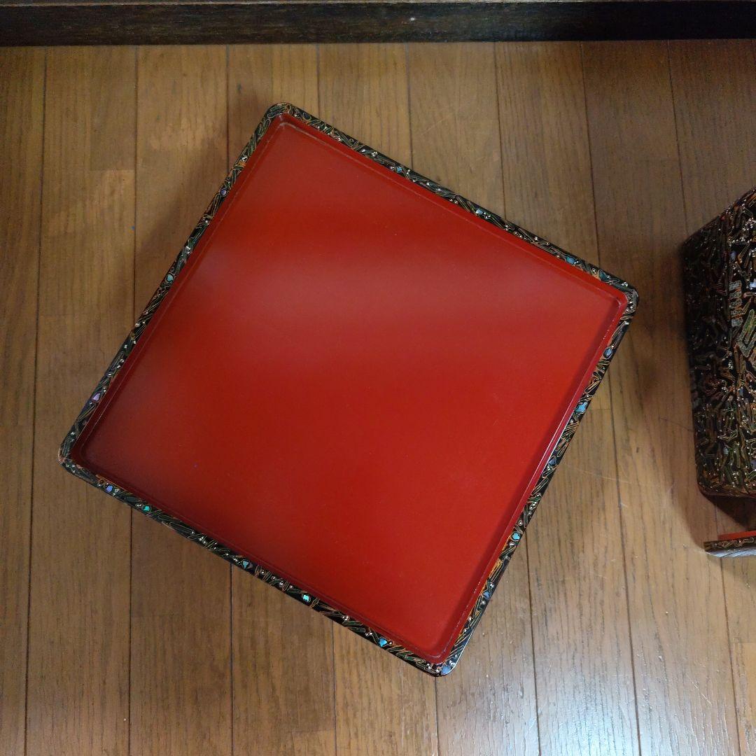 古代若狭塗　重箱5段蓋2枚台付き