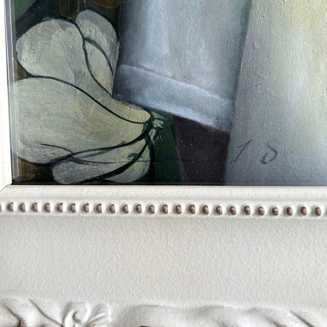 絵画　油彩画　少女　茅原佳介　「花」