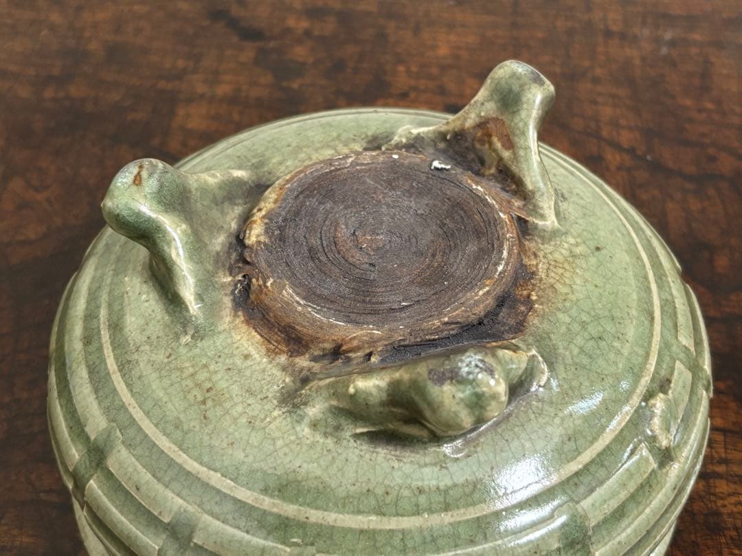 完品!　明時代　龍泉窯青磁香炉　七官青磁 　　(検)唐物 中国古玩 骨董 香爐