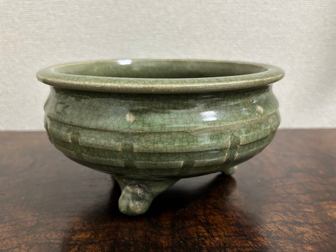 完品!　明時代　龍泉窯青磁香炉　七官青磁 　　(検)唐物 中国古玩 骨董 香爐