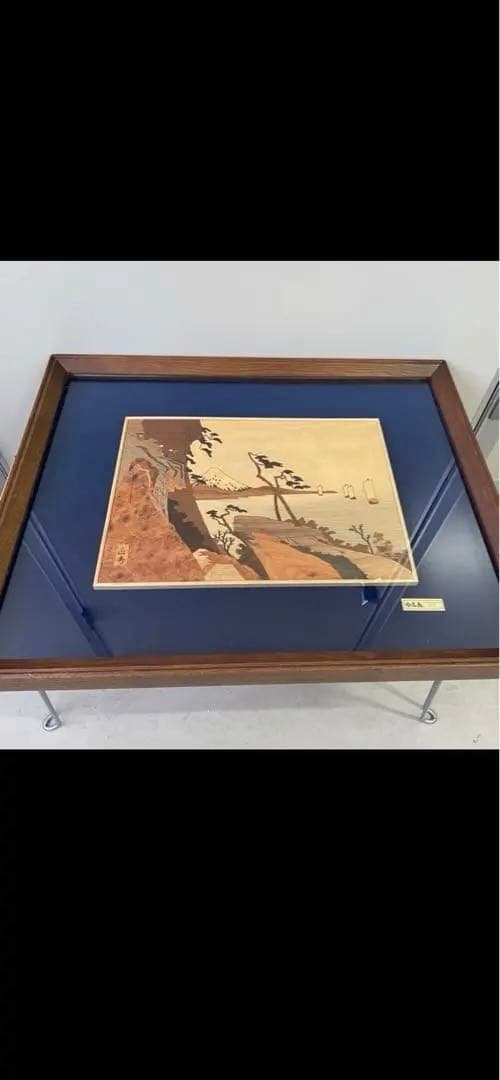 木画 正秀作 木象嵌 箱根寄木細工 山水画 浮世絵 絵画額装
