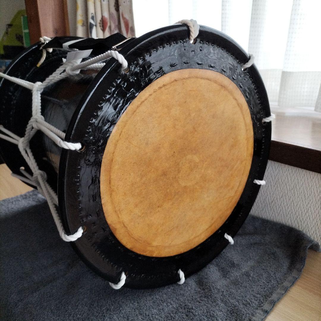 担ぎ太鼓 1.2尺　締太鼓　和太鼓 　天然皮革　ストラップ付き中古品⑦