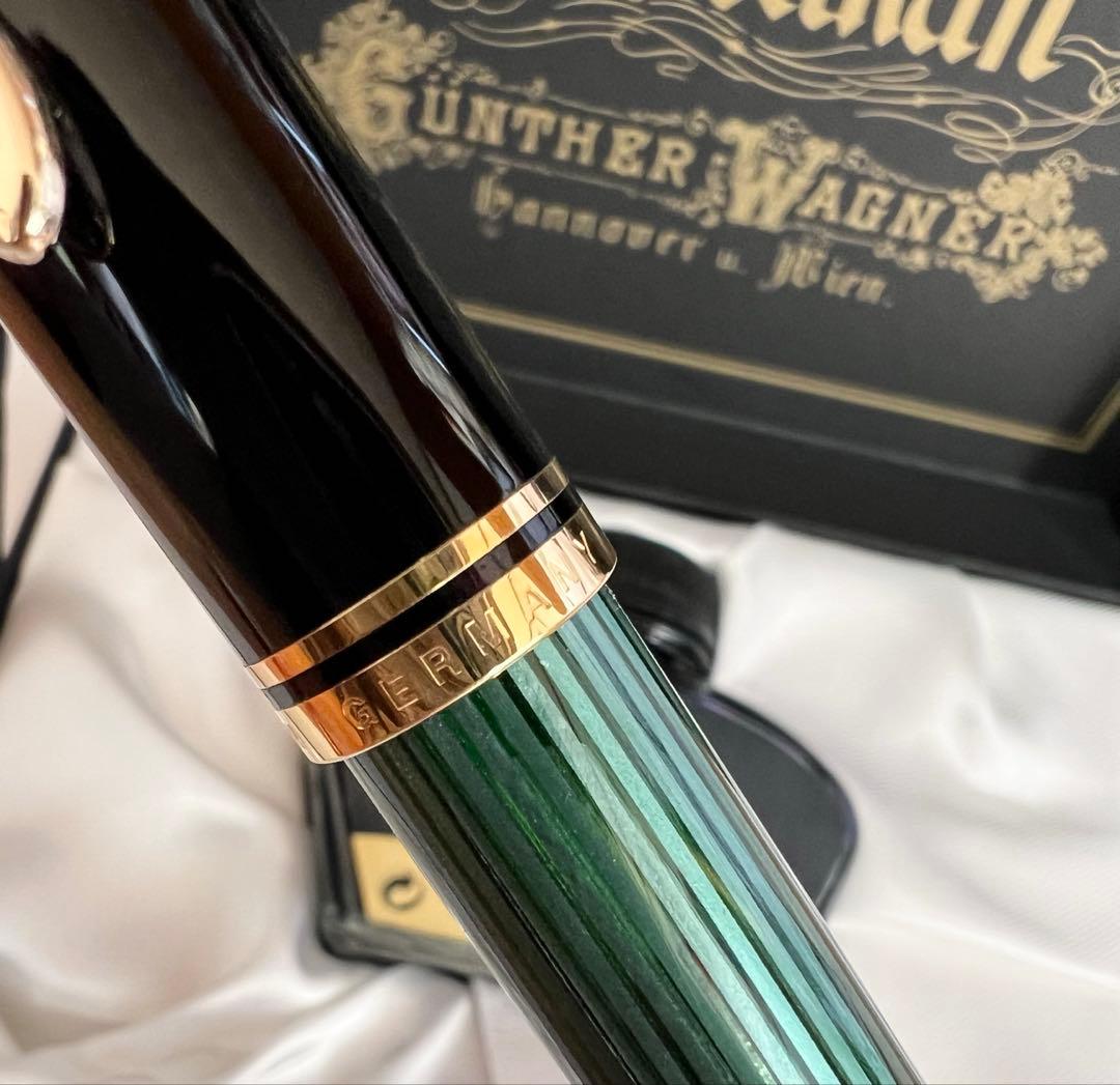 ペリカン 万年筆 スーベレーン M800 緑縞 F（細字）18C