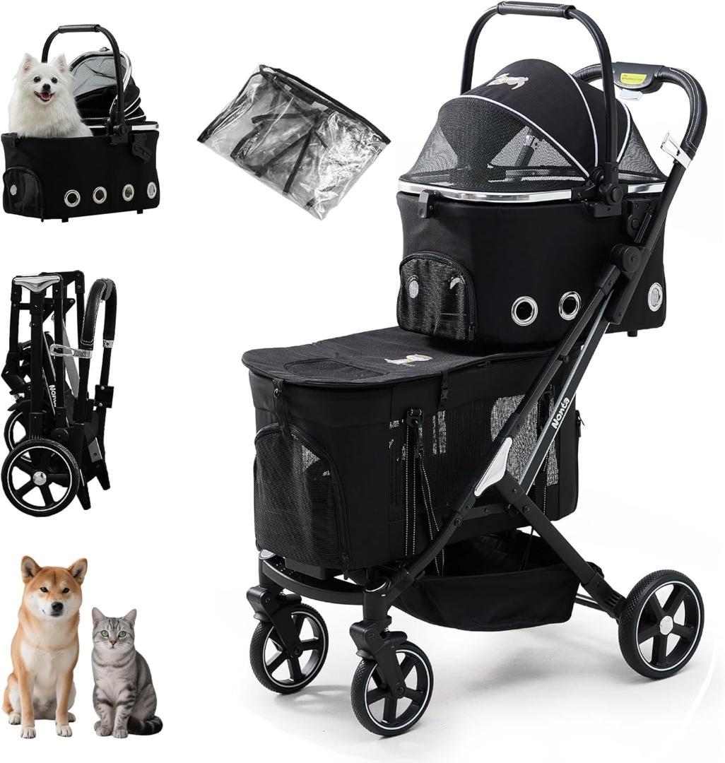 ト*ゲ様 ペットカート 最新型 2段式 折りたたみ 分離可能 犬猫兼用 4輪タイ