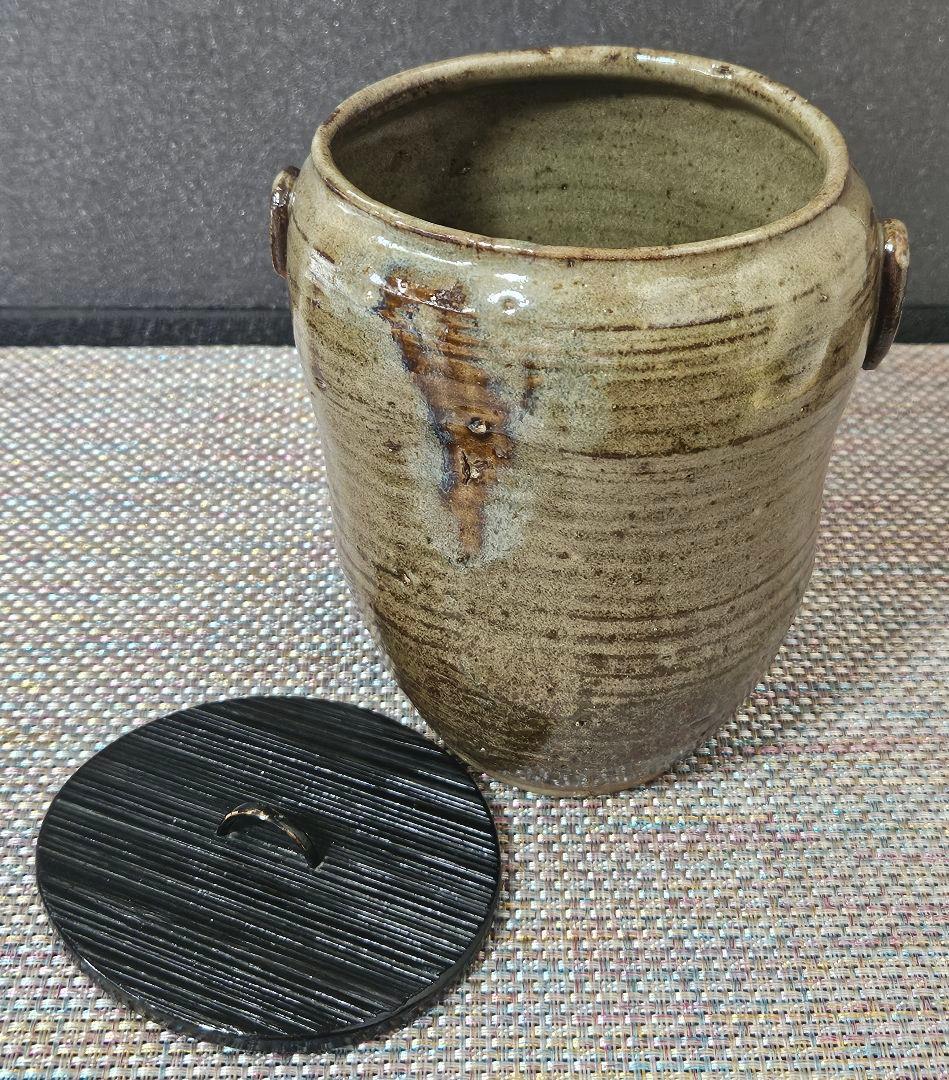 遠州七窯　江戸時代　古高取　高取焼　窯変 水指　木製蓋　江戸伝世時代箱附　茶道具