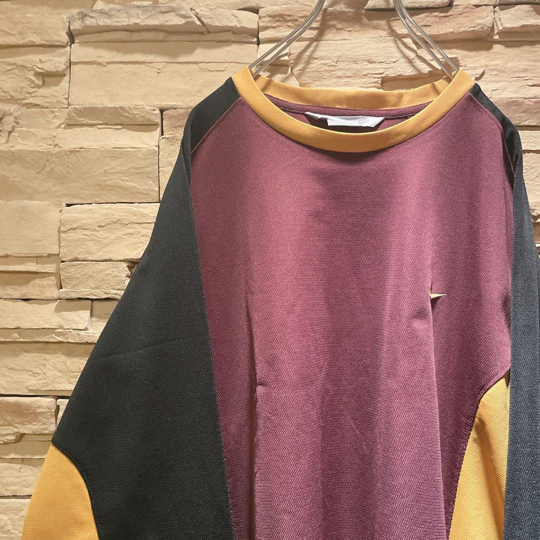 【絶妙配色】y2k/NIKEナイキ/長袖トレーニングウェア刺繍ロゴ/ブラウンXL