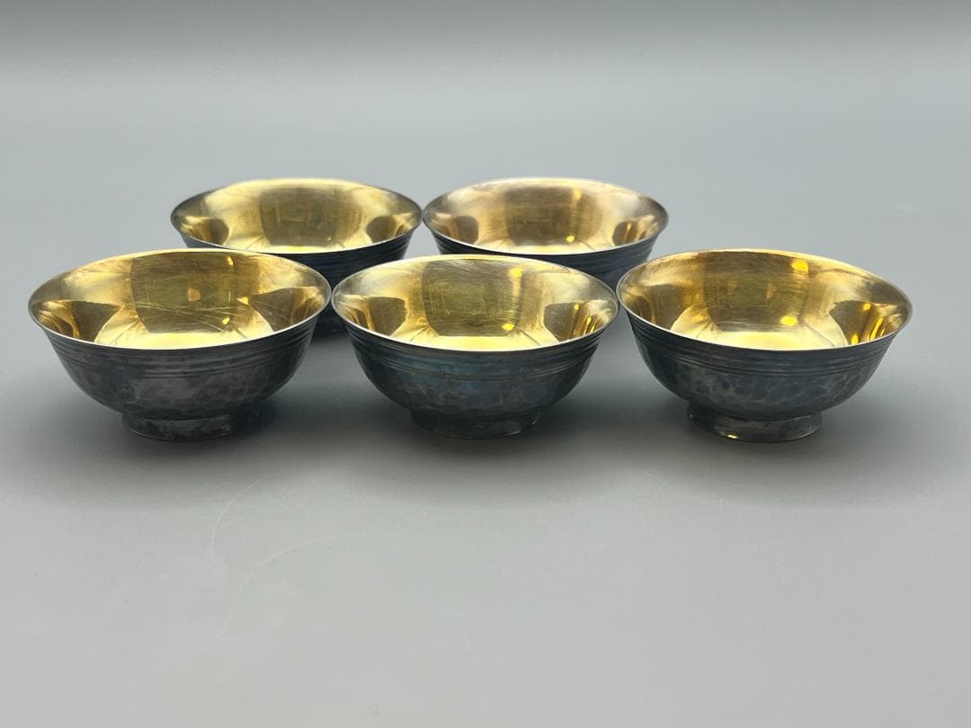 【海】山崎謹製　酒器セット　純銀製　徳利＆お猪口(ぐい呑)　総重量約284.5ｇ