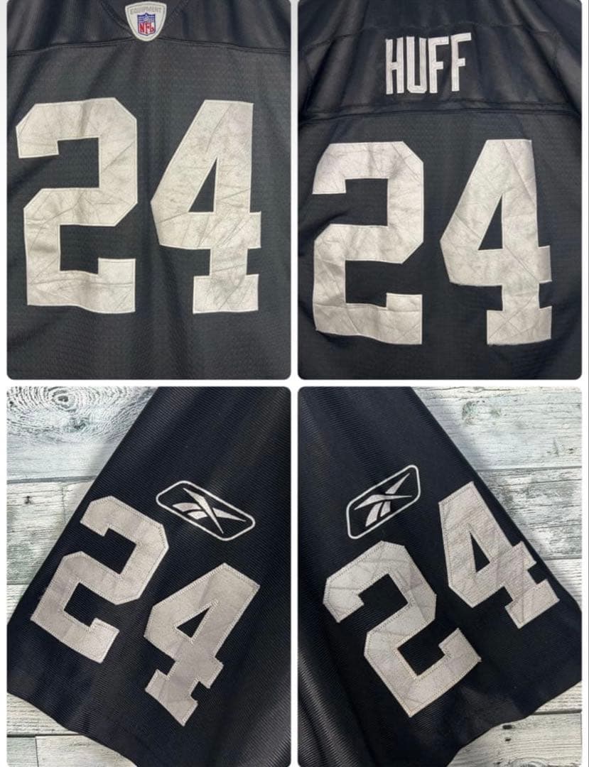 リーボック NFL 全刺繍 レイダース アメフトゲームシャツ XL