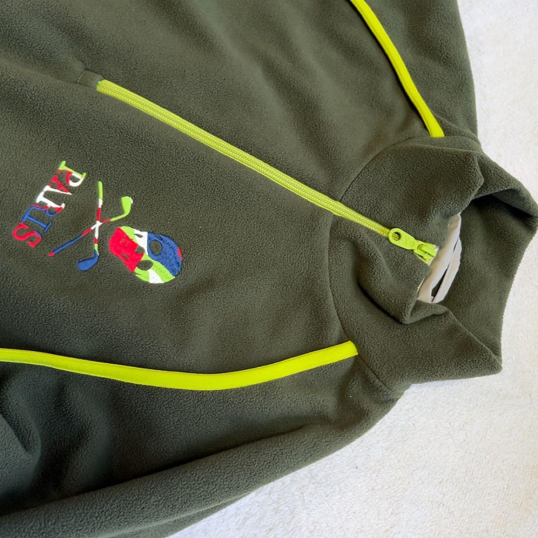 極美品 近年　マークアンドロナ ハーフジップ フリース　裏地付　スカル　カーキ