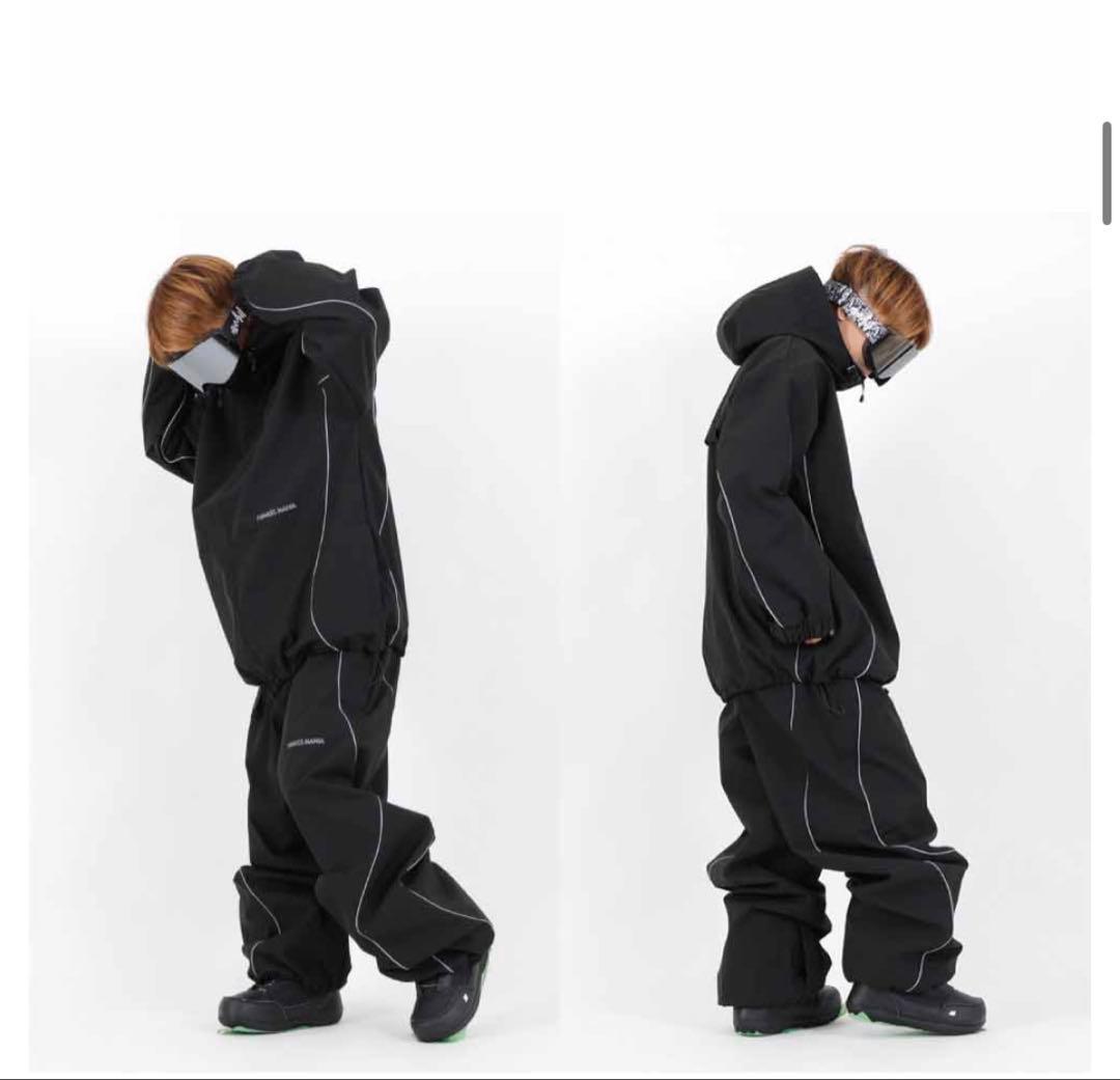 スノーボード用 ブラックパンツ 反射ストライプ付き