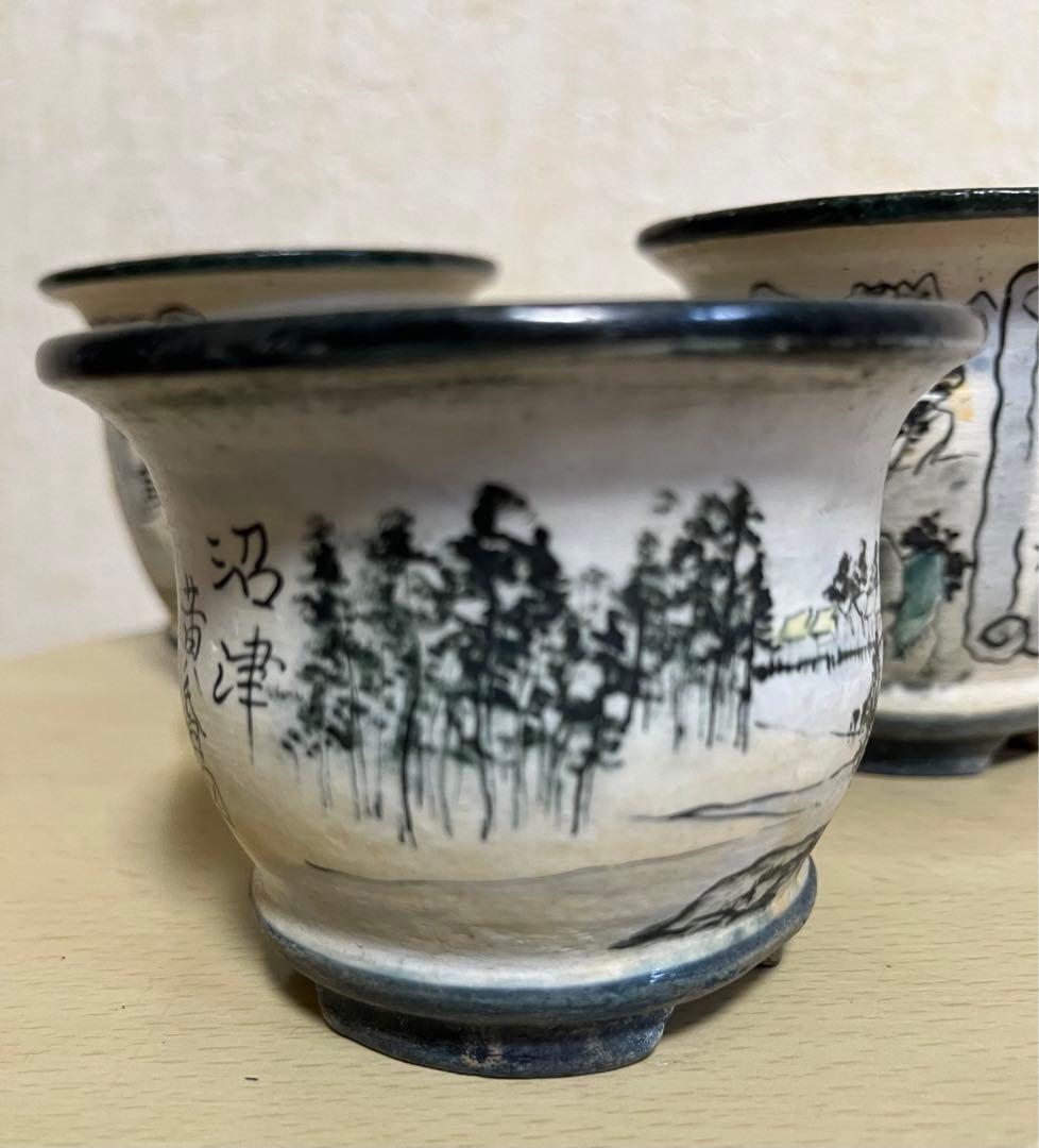 陶翠作　東海道五拾三次画　盆栽小鉢