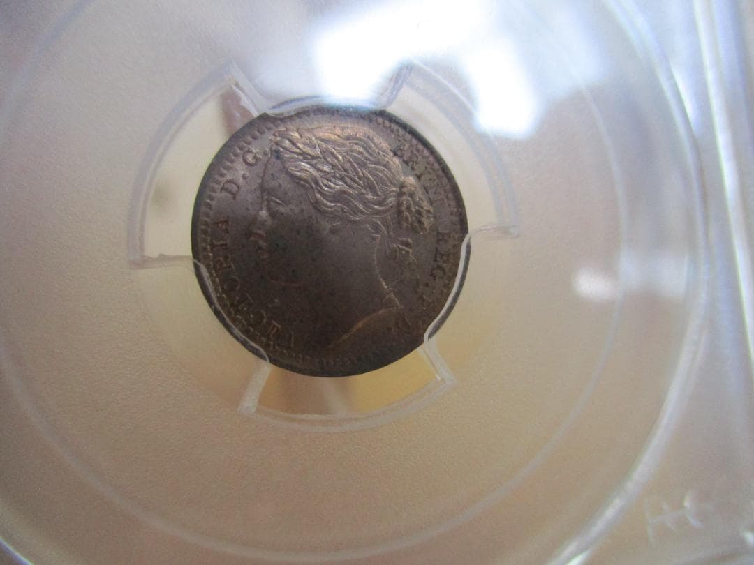 ヴィクトリア女王　1/3 ファージング　銅貨　1881年　PCGS　MS63RB