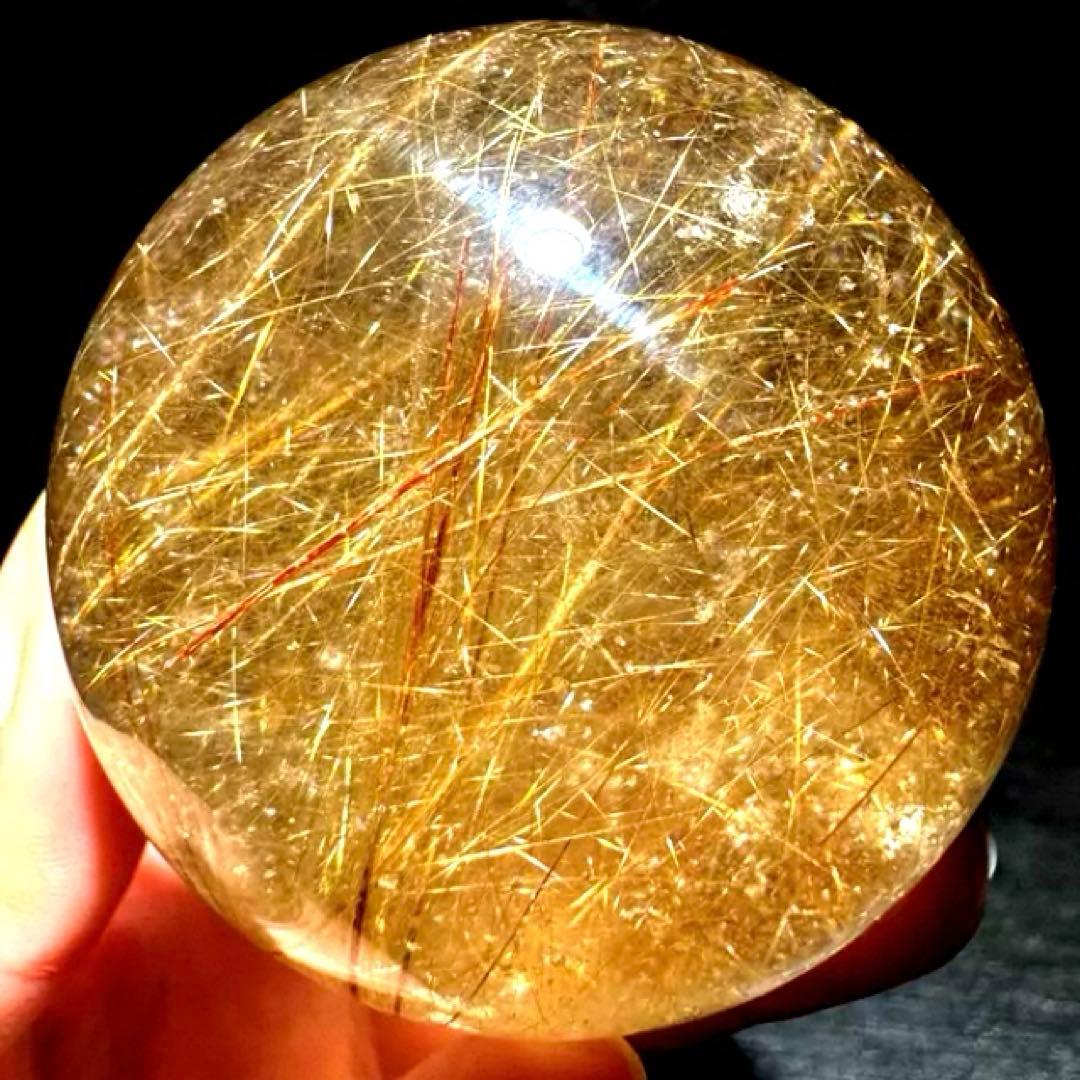 超大玉　60mm ゴールドルチルクォーツ　丸玉　スフィア　金針水晶