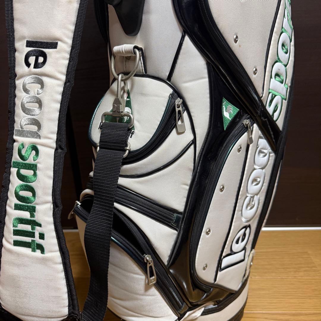 le coq sportif キャディバッグ ゴルフバッグ ホワイト/グリーン