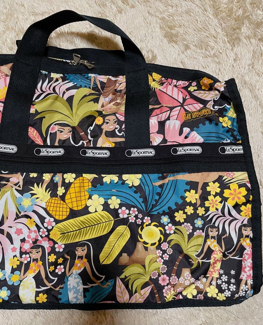 【美品】レスポートサック　ハワイ限定ワヒネフラ柄　ラージウィークエンダー