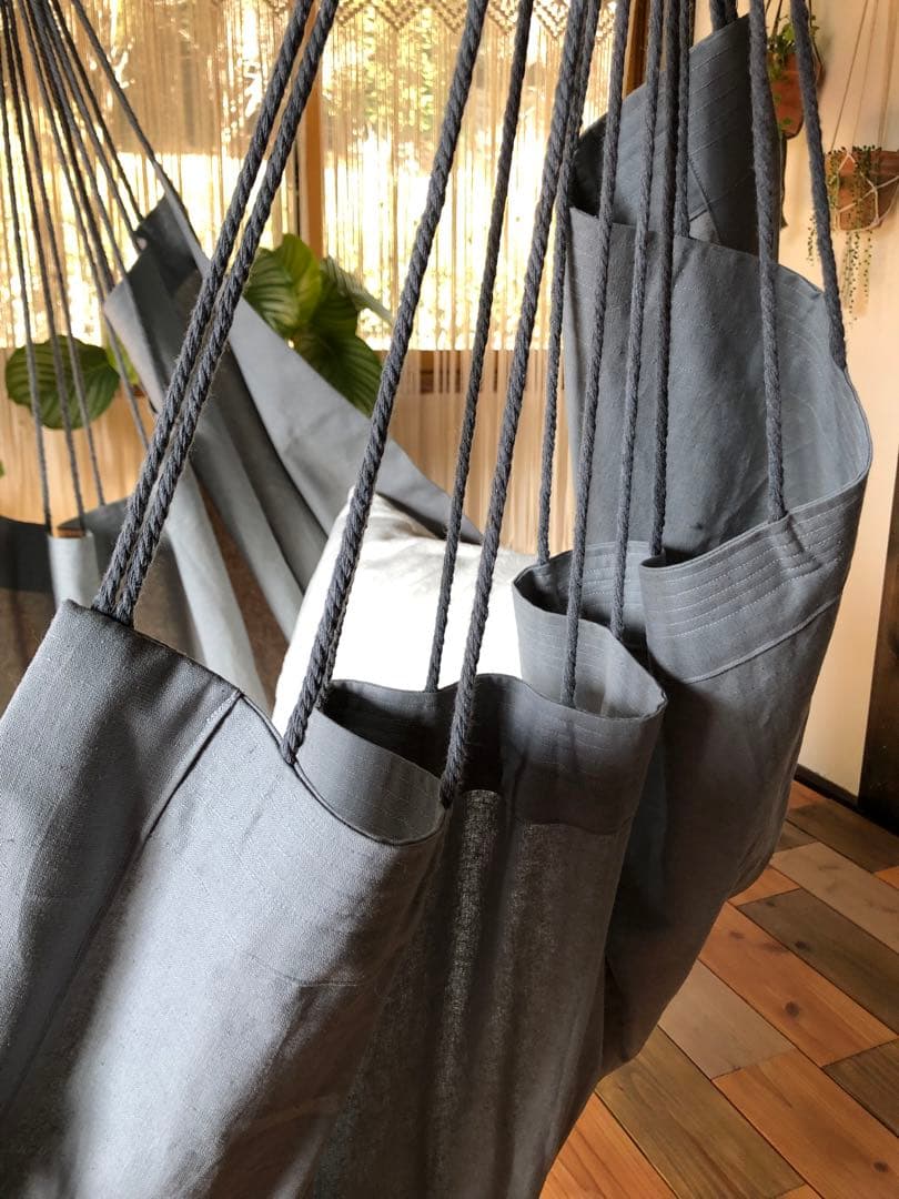 ハンモック　チェアー型　マクラメ　グレー