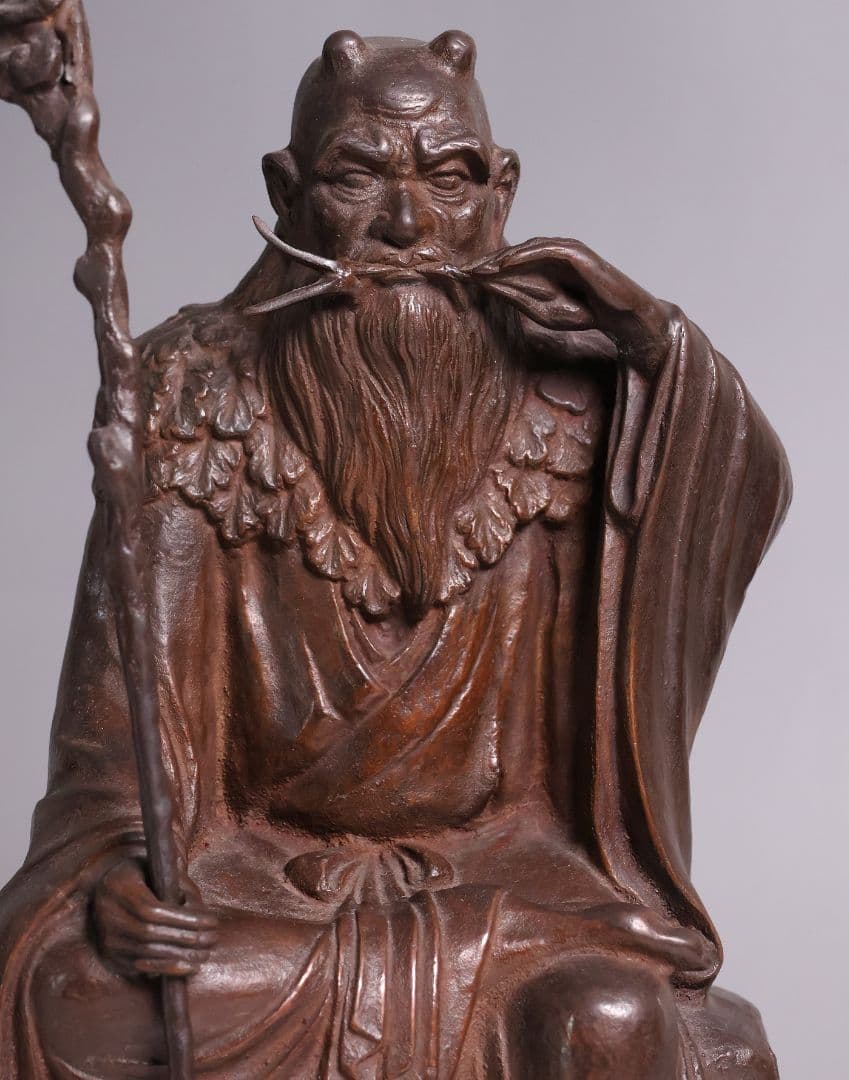 高岡銅器 堺幸山 鋳造 神農像 銅像 全高29cm 薬祖神【MA866】