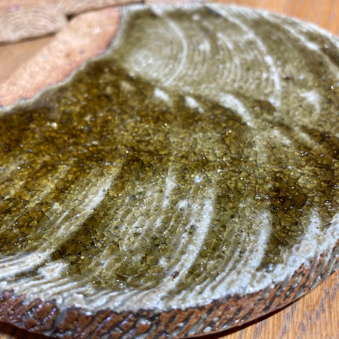 益子焼　坂田甚内　灰釉波状文皿五客　共箱