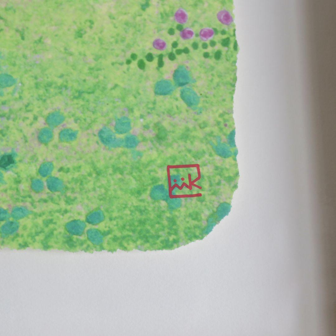 野地美樹子　版画　『春の歌』　猫