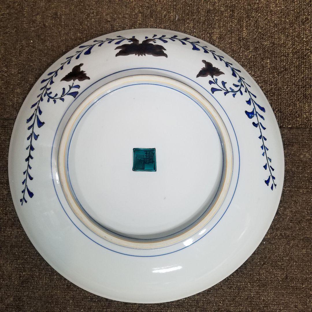 加登明雄 色絵 古九谷 瑞鶴図　飾皿　31㎝