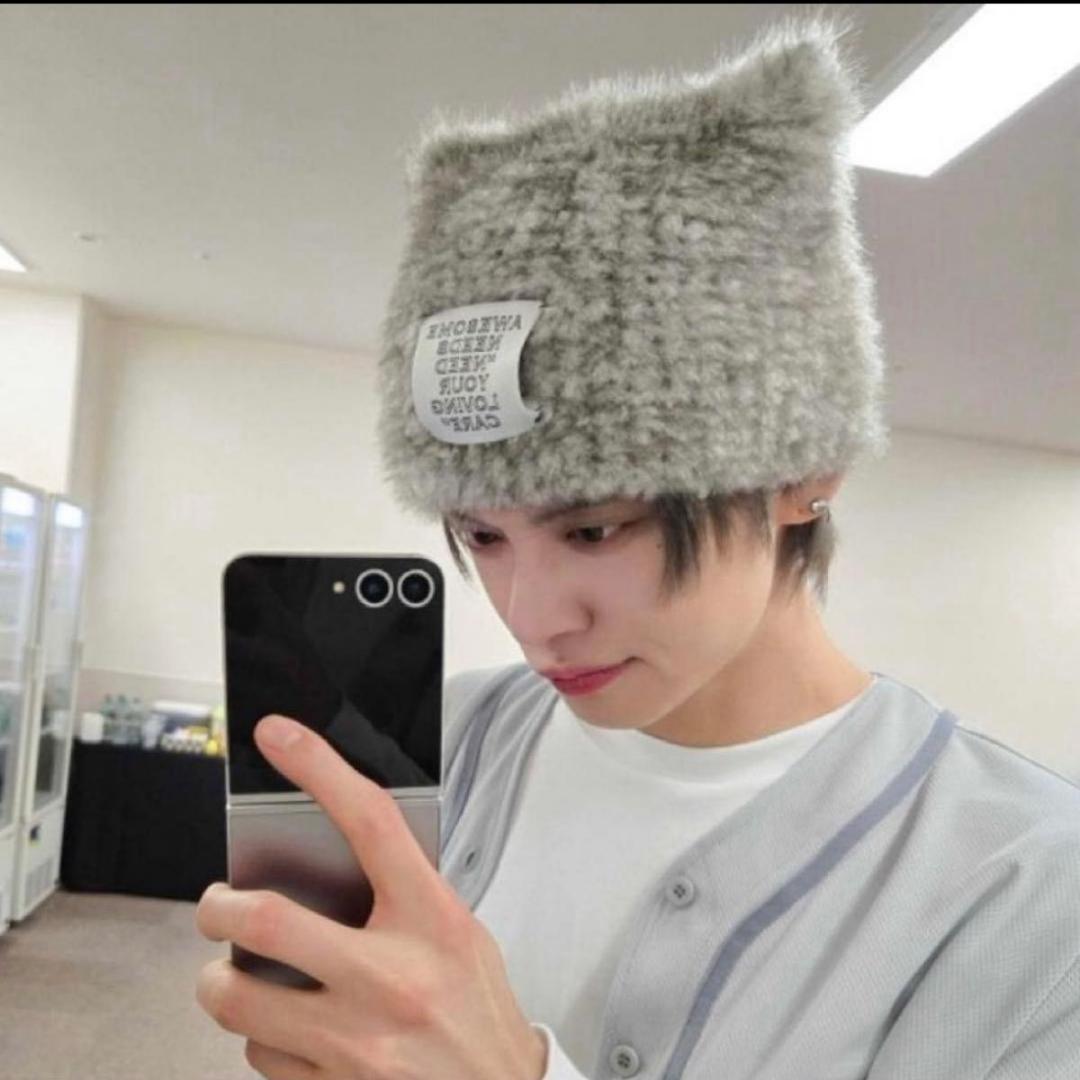 ヨンジュン着用 新品未使用 ビーニー 猫耳 ニット帽 TXT 京セラドーム